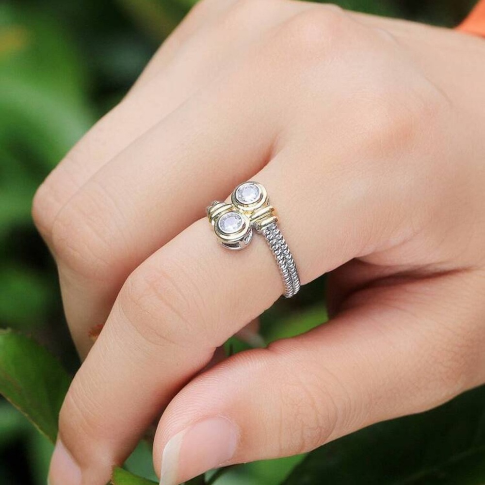 TWO TONE VIOLET HEART PROMISE RING S8 - Picture 6 of 6